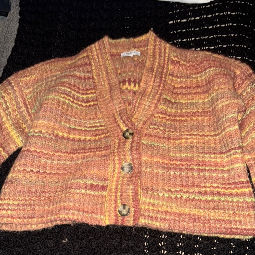 Striped Orange Cardigan Sweater
